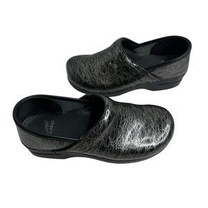 Dansko Black Metallic Swirl‎ Patent Leather Clogs Slip On Shoes Women's 41 10.5